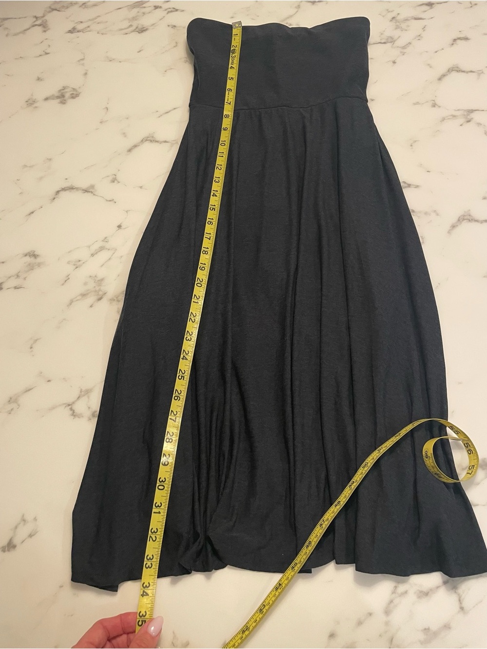 Beyond Yoga Black Spacedye Strapless Midi Dress-Skirt